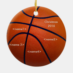 Orange Basketball mit Namen Keramik Ornament