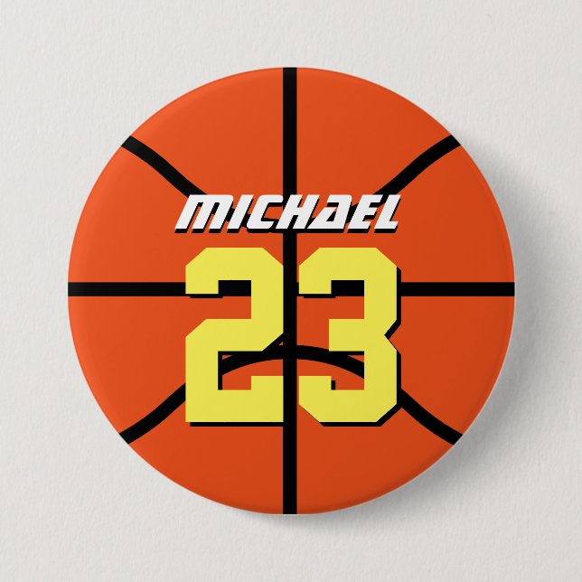 Orange Basketball Sports Team Button Button (Vorderseite)