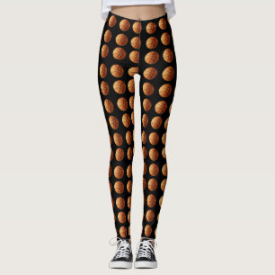Orange Basketballs auf schwarz, Leggings