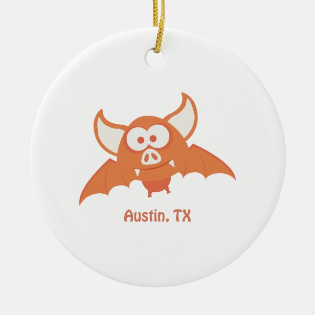 Orange Bat - Austin, TX Keramik Ornament (Vorne)