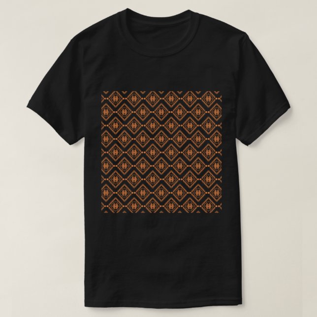 Orange Batik Blume Art Pattern T-Shirt (Design vorne)