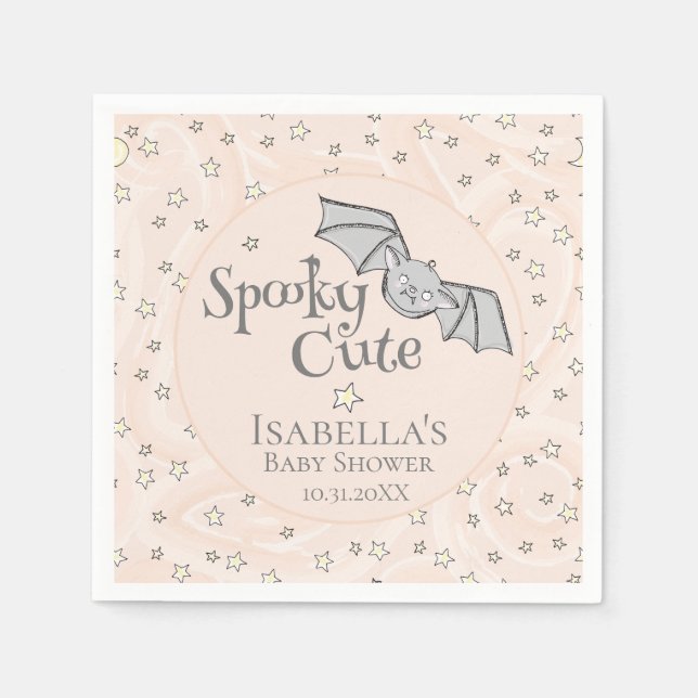 Orange Batty, Stars & Moons Niedlich Serviette (Vorderseite)