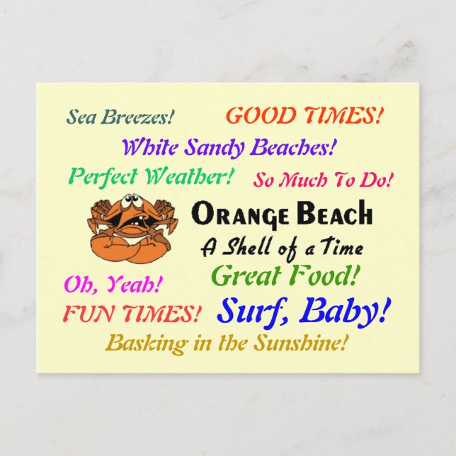 Orange Beach Alabama Postkarte (Vorderseite)