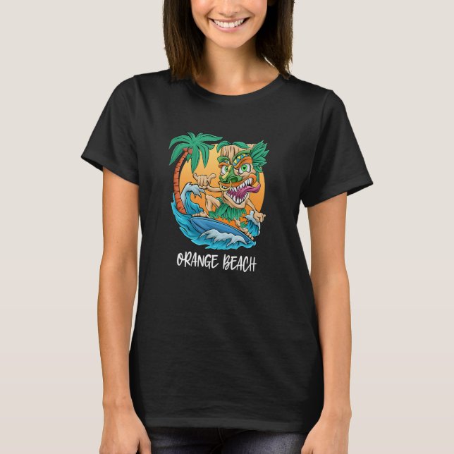 Orange Beach Alabama Surfing Tiki Beach Urlaub m T-Shirt (Vorderseite)