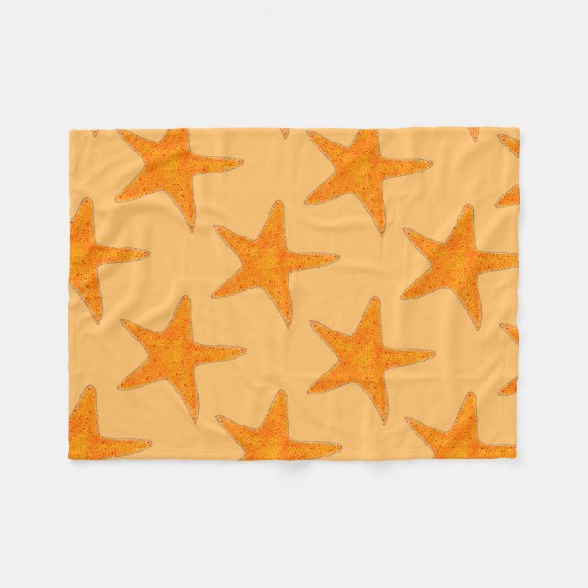 Orange Beach Ocean Starfish Star Marine Life Fleecedecke (Vorderseite (Horizontal))