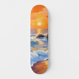 Orange Beach Sunset Coastal bemalt Skateboard