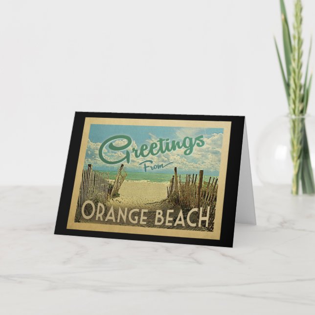 Orange Beach Vintage Travel Karte (Vorderseite)