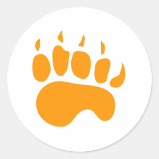 Orange Bear Paw Runder Aufkleber