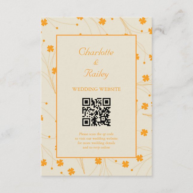 Orange Beige Retro Y2K 70er Blume Muster Begleitkarte (Vorderseite)