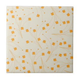 Orange Beige Retro Y2K 70er Blume Muster Fliese