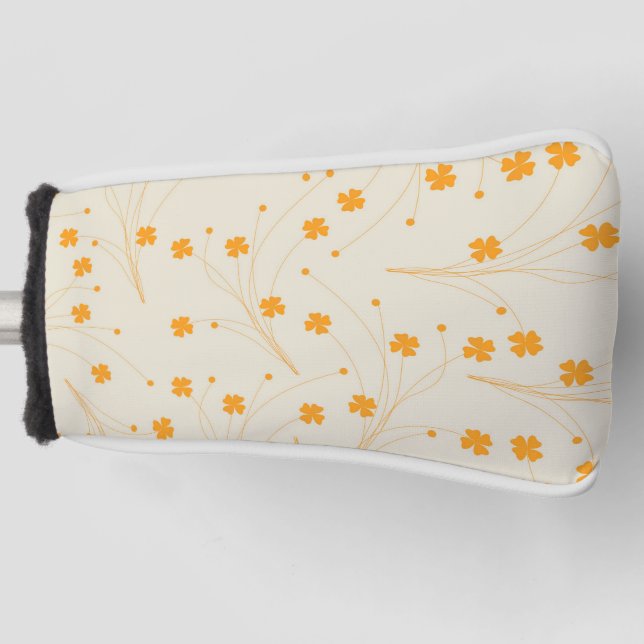 Orange Beige Retro Y2K 70er Blume Muster Golf Headcover (Vorderseite)