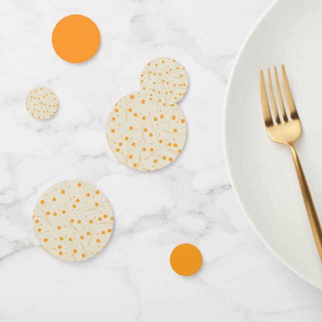 Orange Beige Retro Y2K 70er Blume Muster Konfetti (Gruppe)