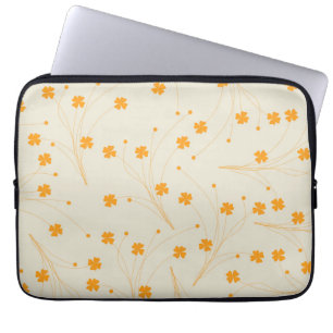 Orange Beige Retro Y2K 70er Blume Muster Laptopschutzhülle