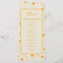 Orange Beige Retro Y2K 70er Blume Muster Menükarte