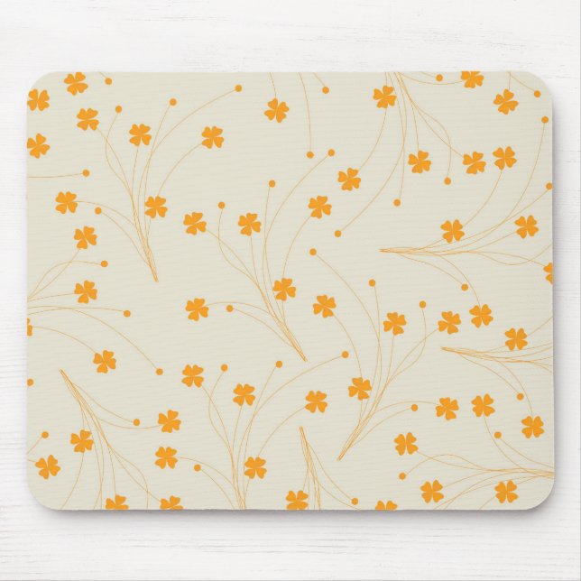 Orange Beige Retro Y2K 70er Blume Muster Mousepad (Vorne)