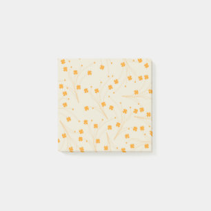 Orange Beige Retro Y2K 70er Blume Muster Post-it Klebezettel