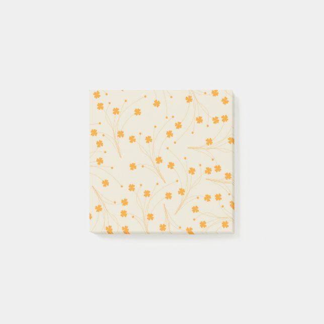 Orange Beige Retro Y2K 70er Blume Muster Post-it Klebezettel (Vorderseite)
