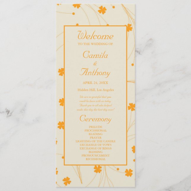 Orange Beige Retro Y2K 70er Blume Muster Programm (Vorderseite)