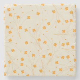 Orange Beige Retro Y2K 70er Blume Muster Steinuntersetzer