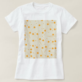 Orange Beige Retro Y2K 70er Blume Muster T-Shirt