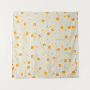 Orange Beige Retro Y2K 70er Blume Muster Wandteppich