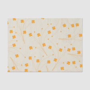 Orange Beige Retro Y2K 70er Blumenmuster Seidenpapier