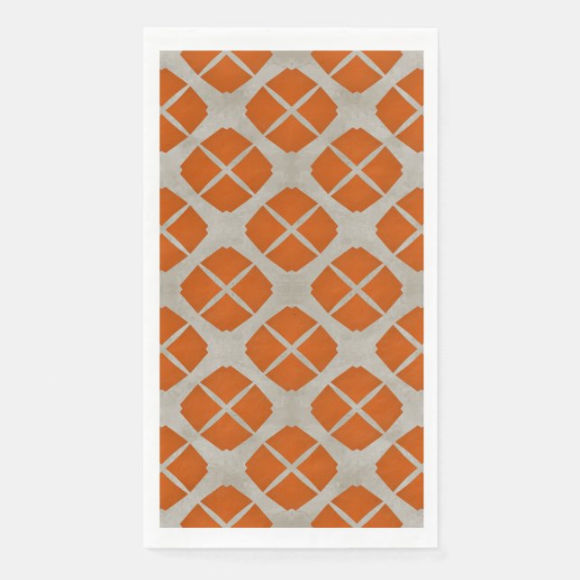Orange, Beige, Taupe Mitte Jahrhundert Modernes Mu Serviette (Vorderseite)
