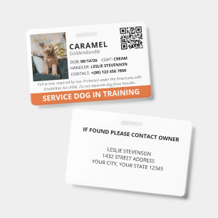 Orange Benutzerdefinierter QR-Code Servicehund in Ausweis