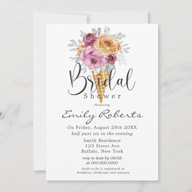 Orange Berry Pink Ice Cone Brautparty Inv Einladung (Vorderseite)