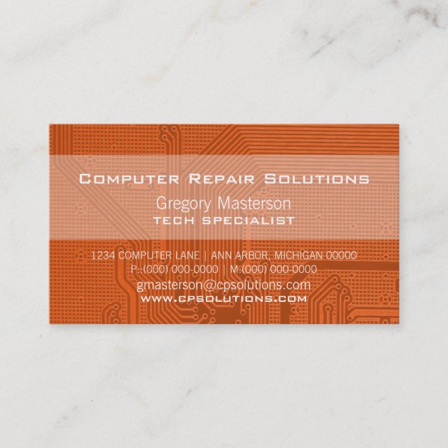 Orange Beruflich Circuit Business Card Visitenkarte (Vorderseite)
