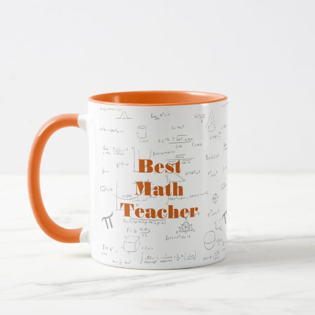 Orange Bester Mathe-Lehrer Mathe-Formeln Grafiken Tasse (Links)