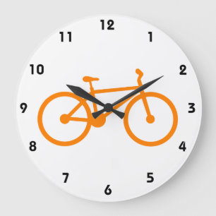 Orange Bicycle Große Wanduhr