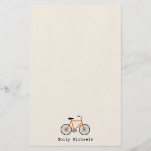 Orange Bicycle Personalisiert Stationery Briefpapier