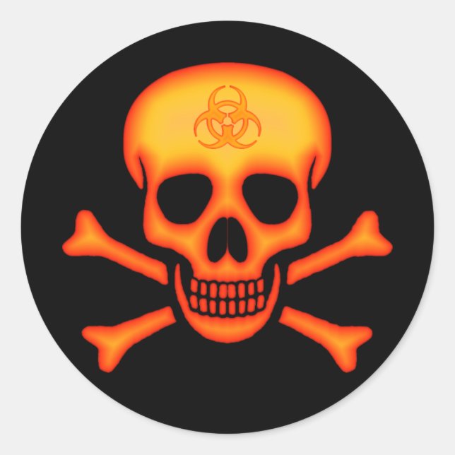Orange Biogefährdung Skull Sticker (Vorderseite)