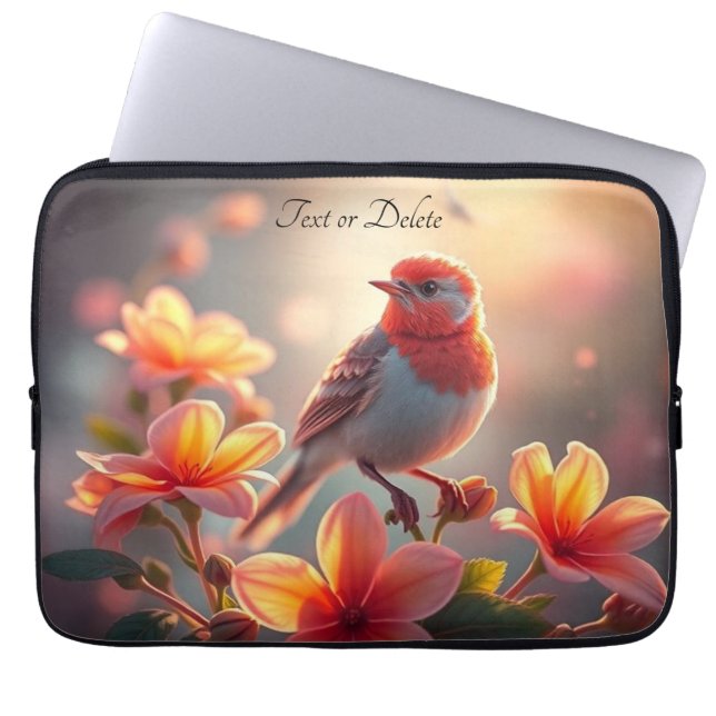 Orange Bird Floral Laptop Sleeve (Vorderseite)