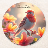 Orange Bird Floral Paper Untersetzer