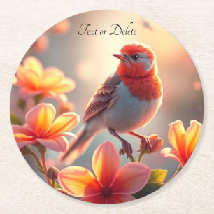 Orange Bird Floral Paper Untersetzer