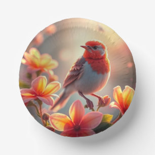 Orange Bird Floral Pappteller