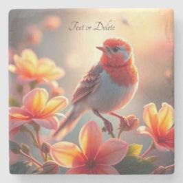 Orange Bird Floral Stone Untersetzer