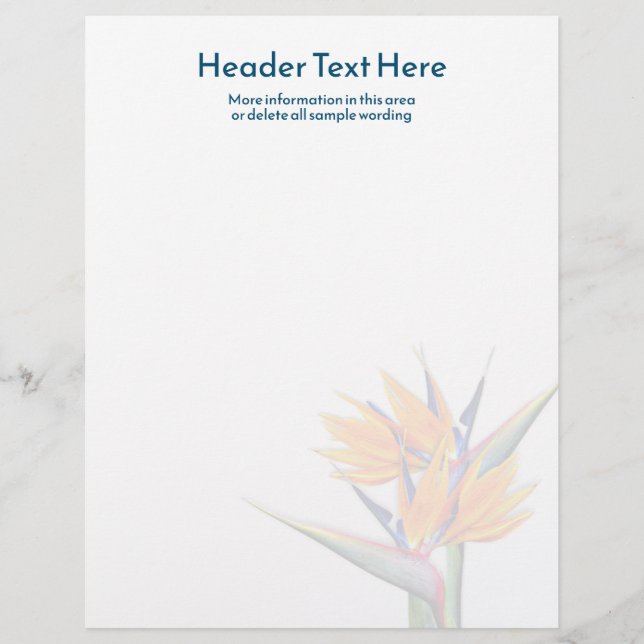 Orange Bird of Paradise Blank Writer Paper Briefbogen (Vorderseite)