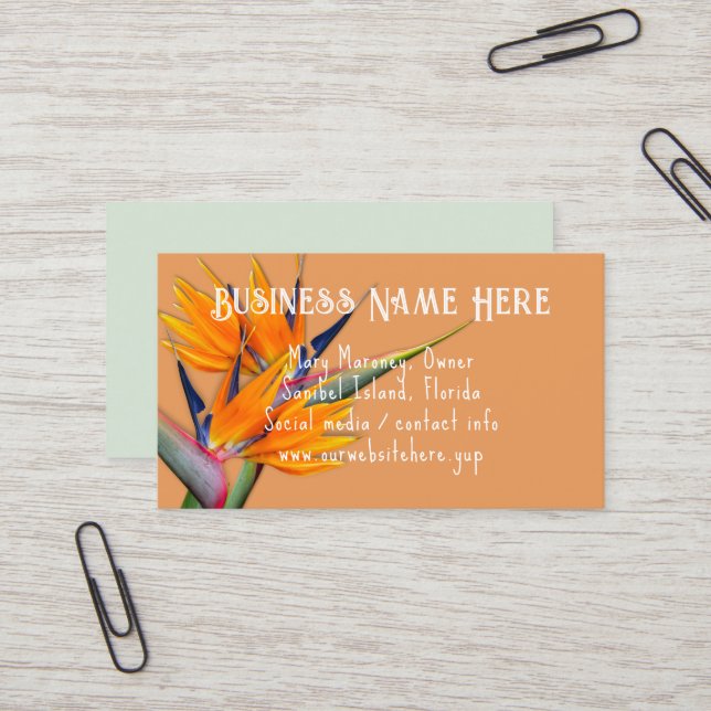 Orange Bird-of-paradise Blume Business Cards Visitenkarte (Vorderseite/Rückseite Beispiel)