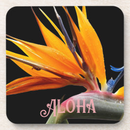 Orange Bird of Paradise Pflanze Bloom Aloha Getränkeuntersetzer