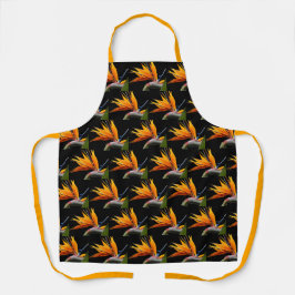 Orange Bird of Paradise Pflanze Pattern auf Schwar Schürze
