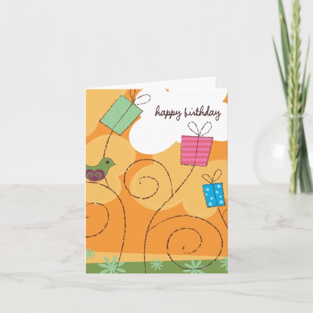 Orange Birthday Card Karte (Vorderseite)
