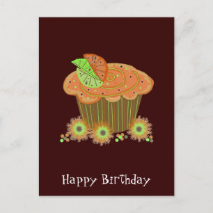Orange Birthday Cupcake Postkarte