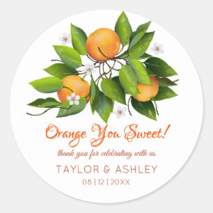 Orange bist du süße Frucht Hochzeit Runder Aufkleber