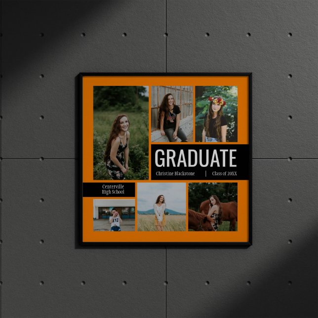 Orange & Black 6 Foto Abschluss Poster (Von Creator hochgeladen)