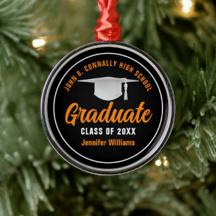 Orange Black Abschluss Personalisiert Weihnachten Ornament Aus Metall