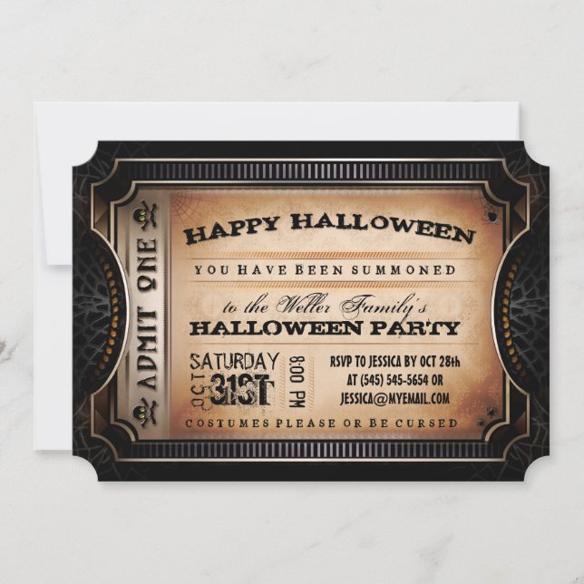 Orange & Black Added One Halloween-Party Ticket Einladung (Vorderseite)