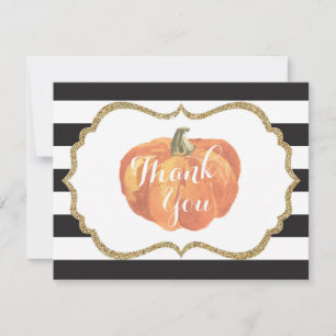 Orange Black and Gold Pumpkin Herbst Dankeskarte